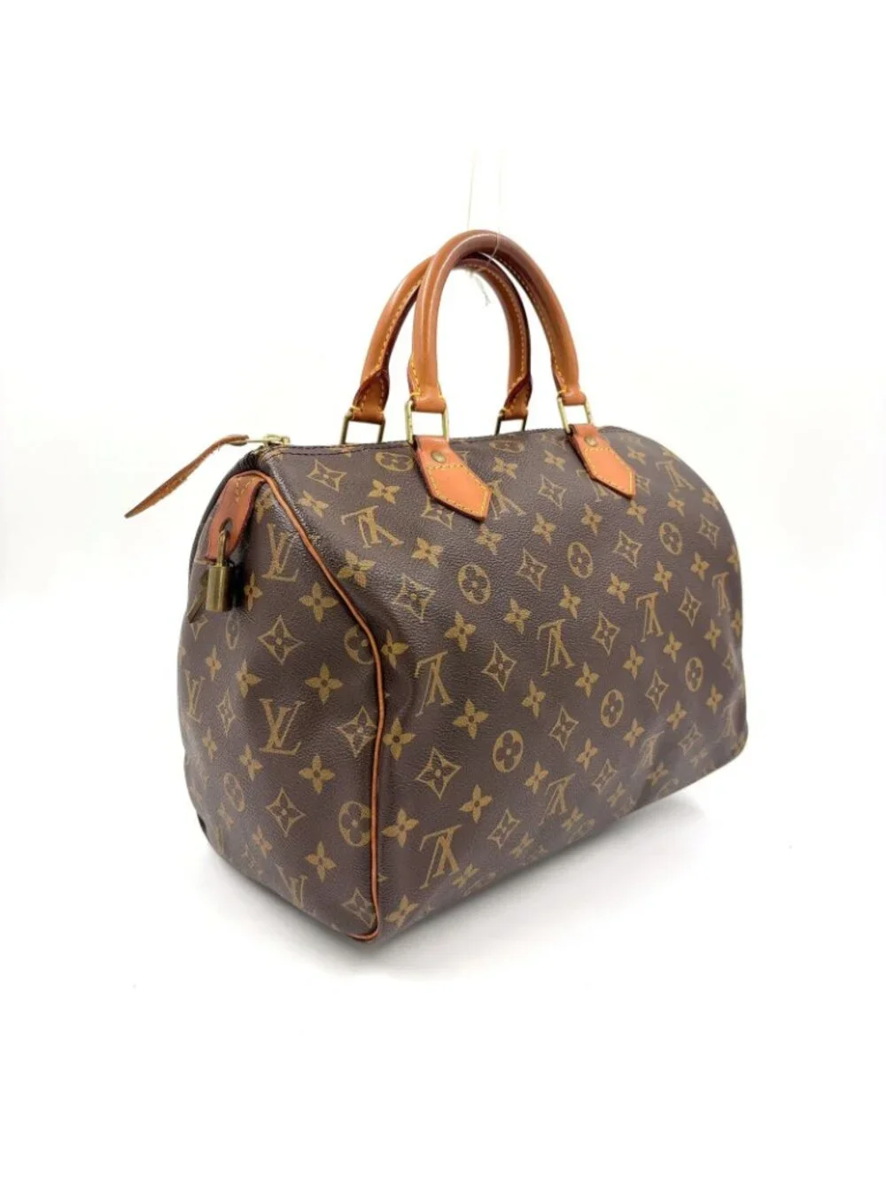 Louis Vuitton Speedy 30 Monogram Leather Brown Handbag Gold